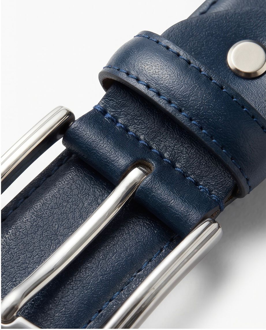 2H Navy Genuine Leather Formal Belt