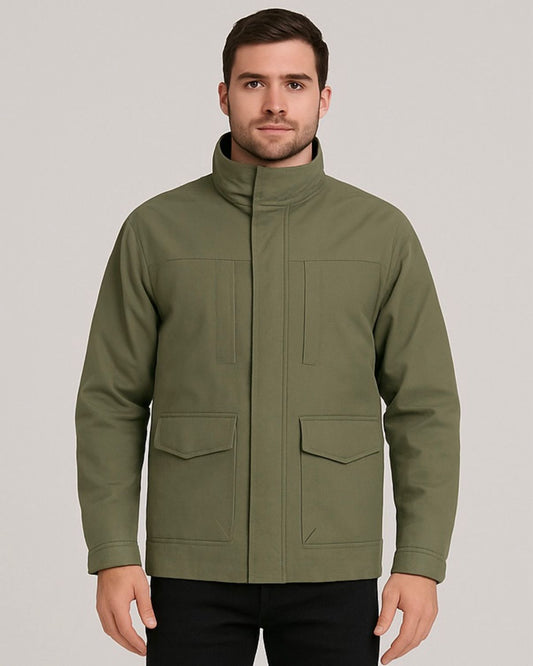 2H #88068 khaki stand up collar casual jacket