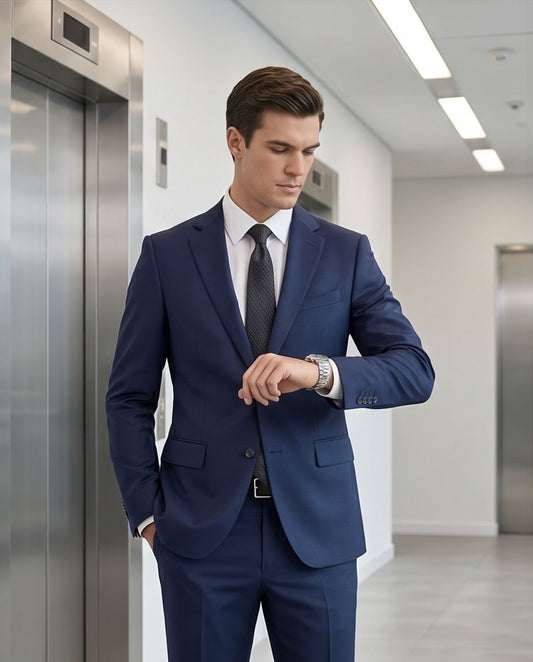 2H #002-1011-30 Navy Blue Formal suit