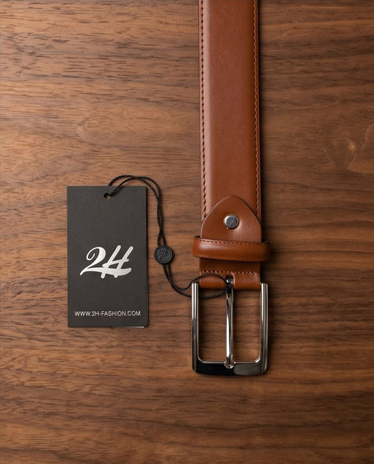 2H Havane Genuine Leather Formal Belt