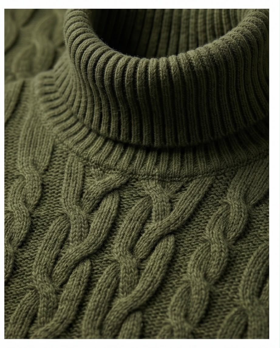 2H #303 Green High Neck Knitted Sweater