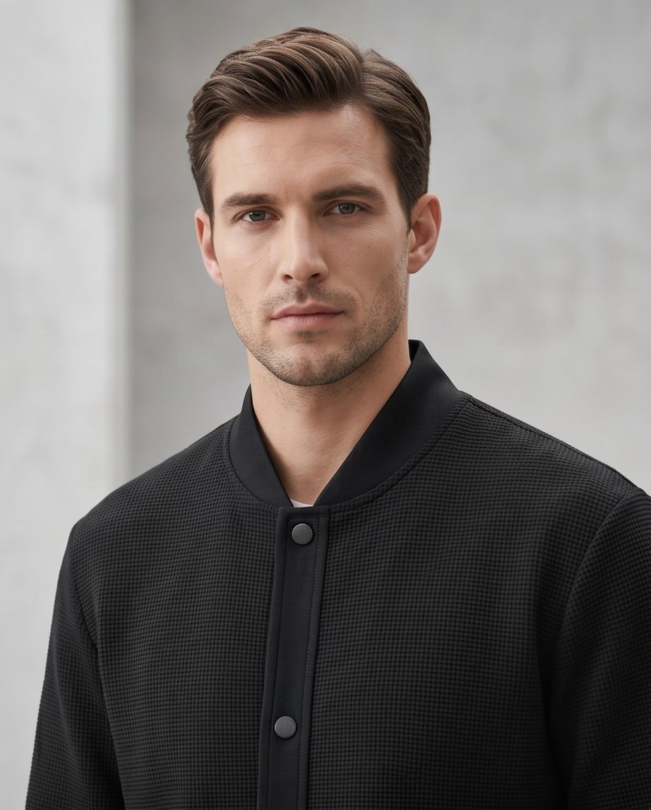 2H #2366 Black Embossed Casual Jacket