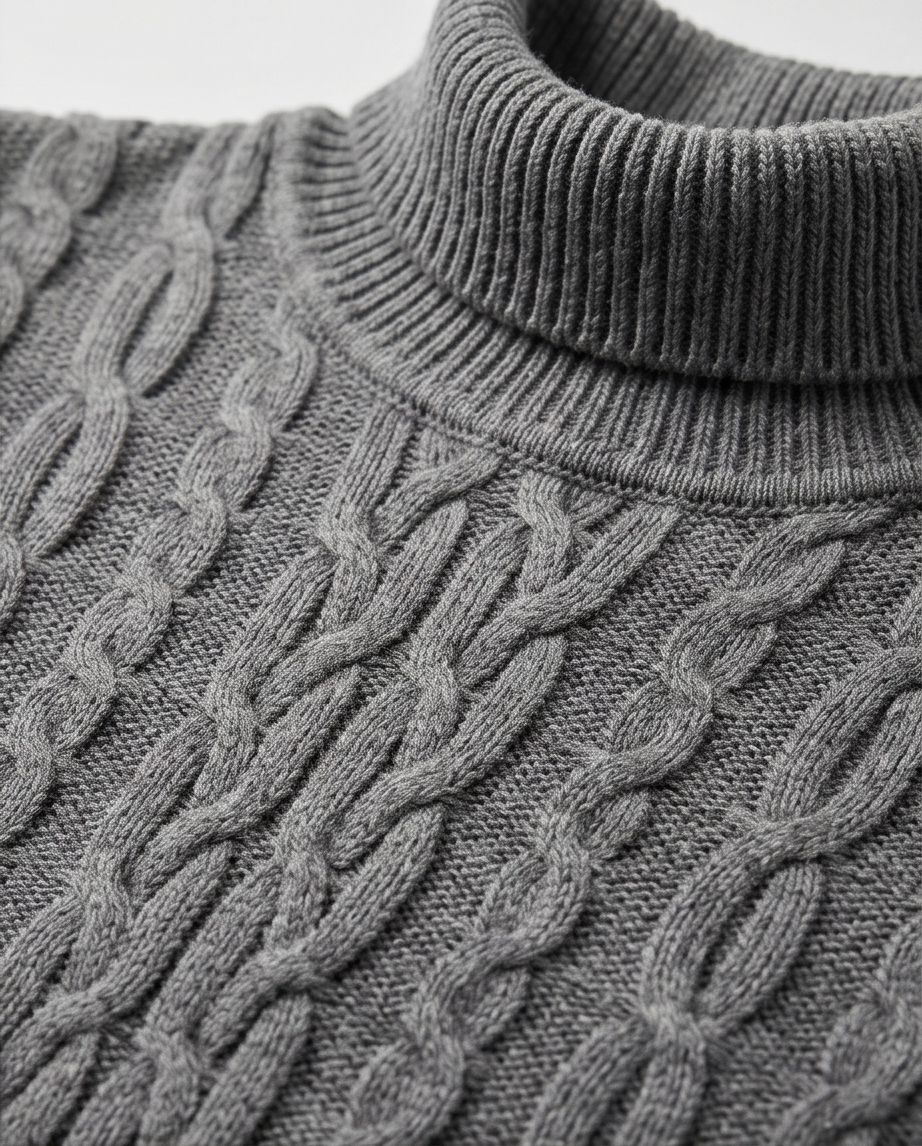 2H #303 Gray High Neck Knitted Sweater