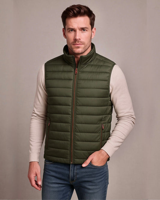 2H #22935 Green Puffer Lightweight Gilet