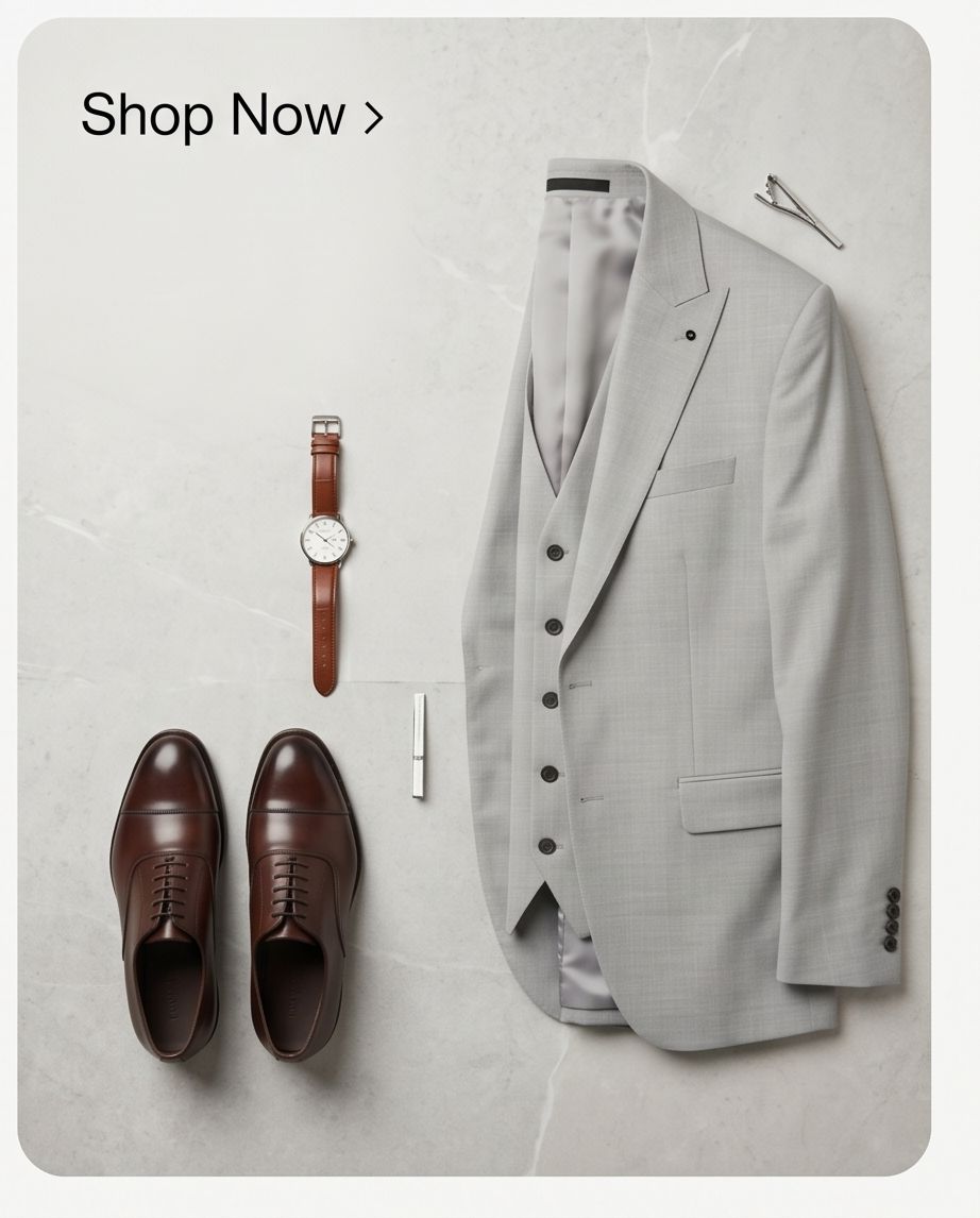 SALE! 2H #1491-06 Light Gray Casual Suit