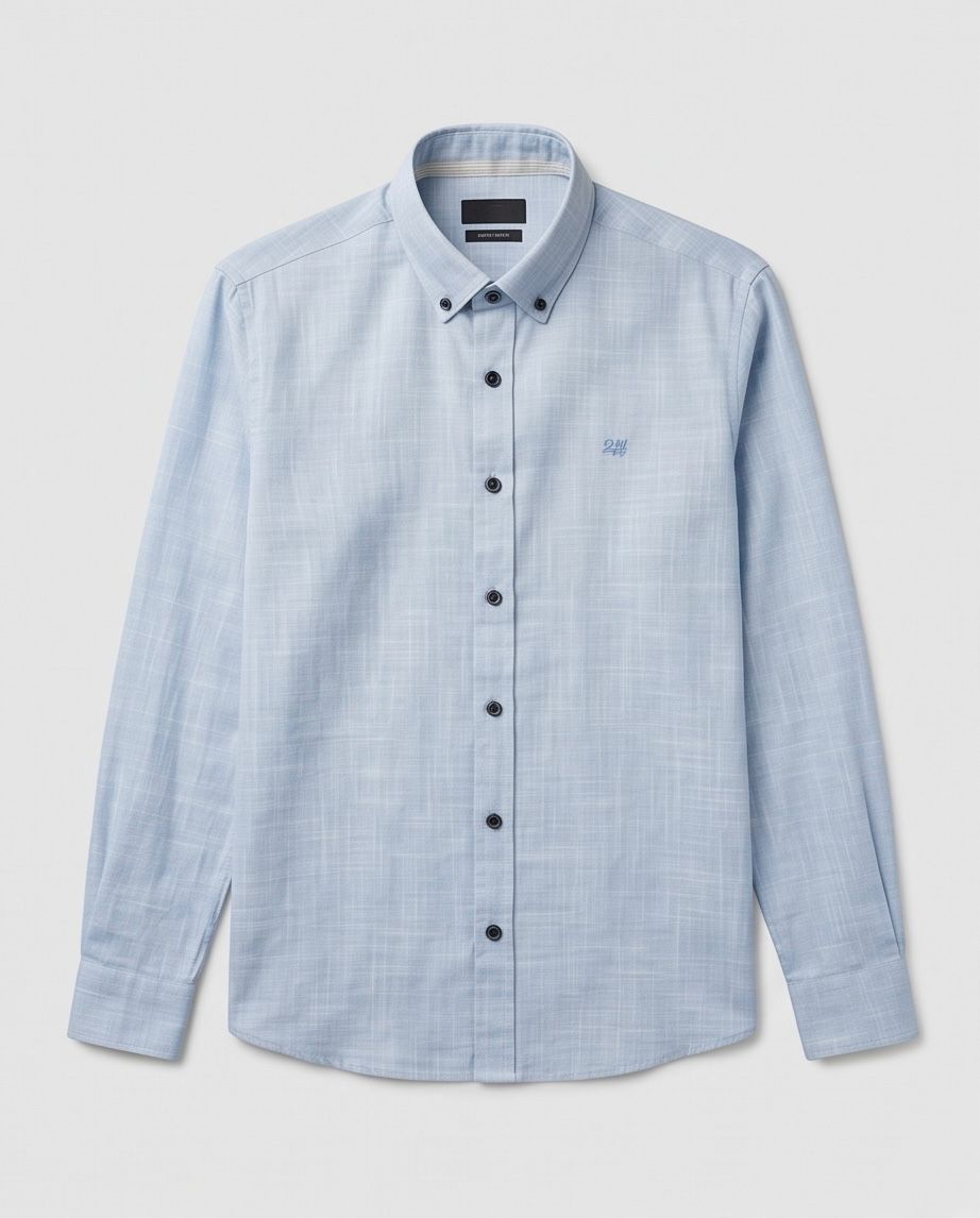 SALE! 2H Light Blue Squared Linen Shirt