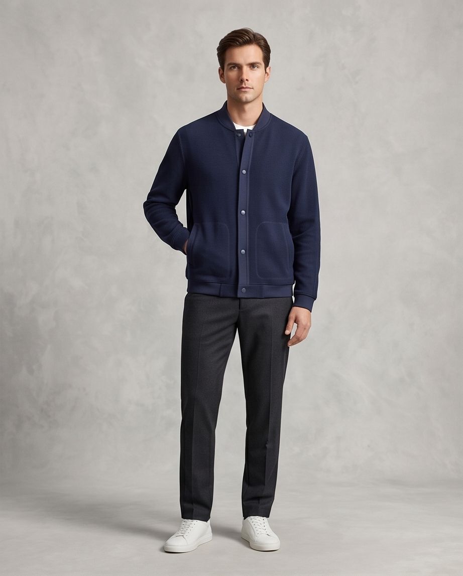 2H #2366 Navy Embossed Casual Jacket