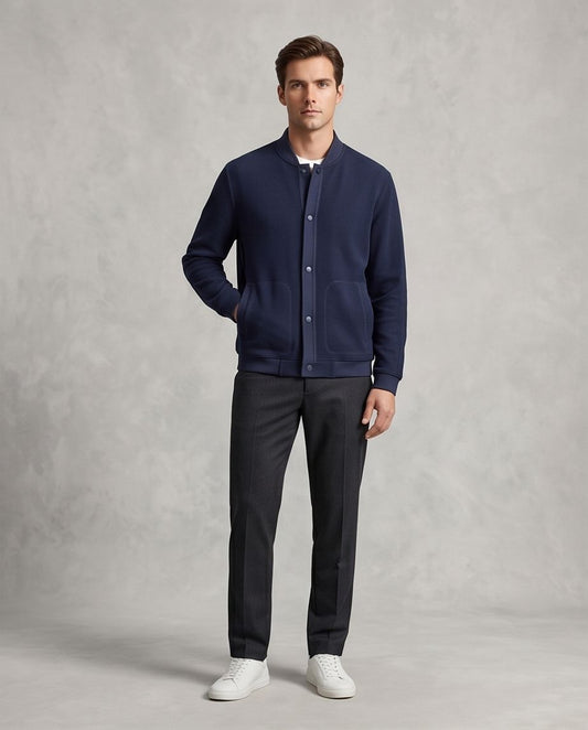 2H #2366 Navy Embossed Casual Jacket