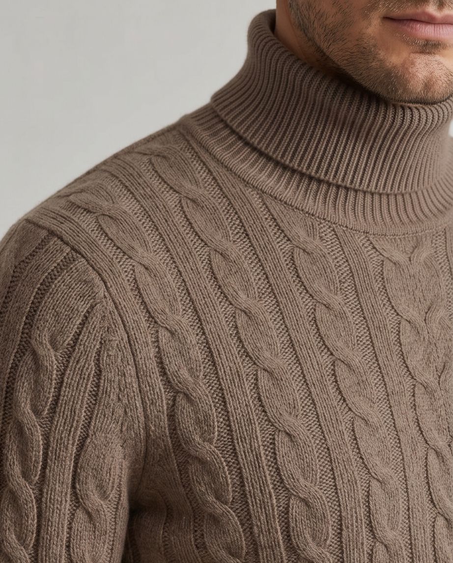 2H #303 khaki High Neck Knitted Sweater