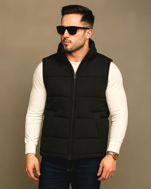 2H Black Puffer Chamois Gilet