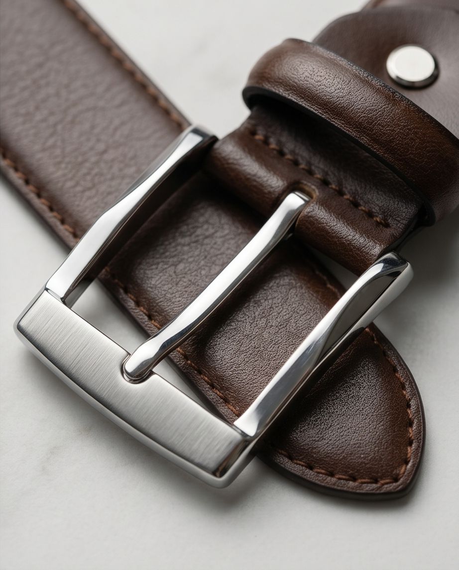 2H Brown Genuine Leather Formal Belt