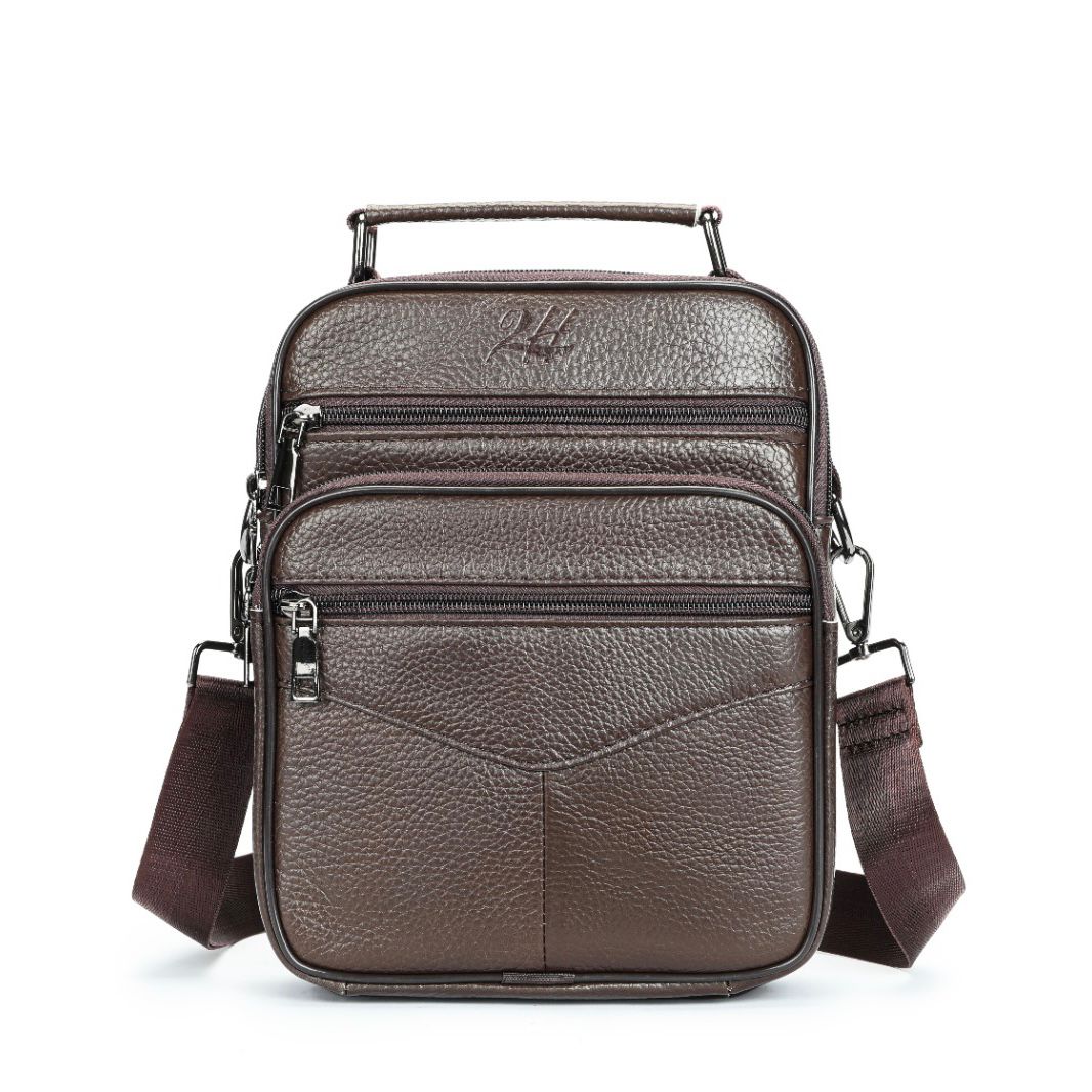 2H #6042 Genuine leather Brown Shoulder messenger bag