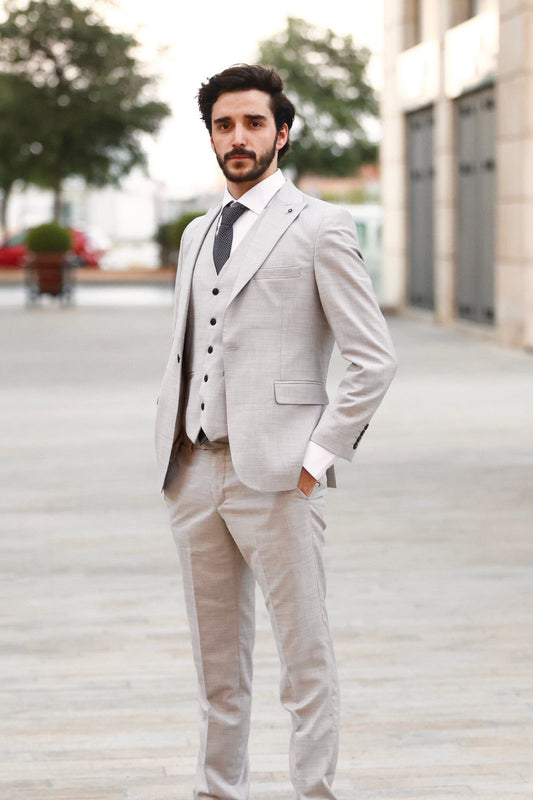 2H #1491 Greige Casual Suit 2 Pieces