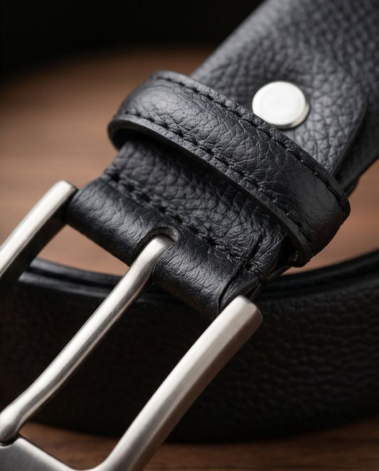 2H #EG Black Leather Casual Belt