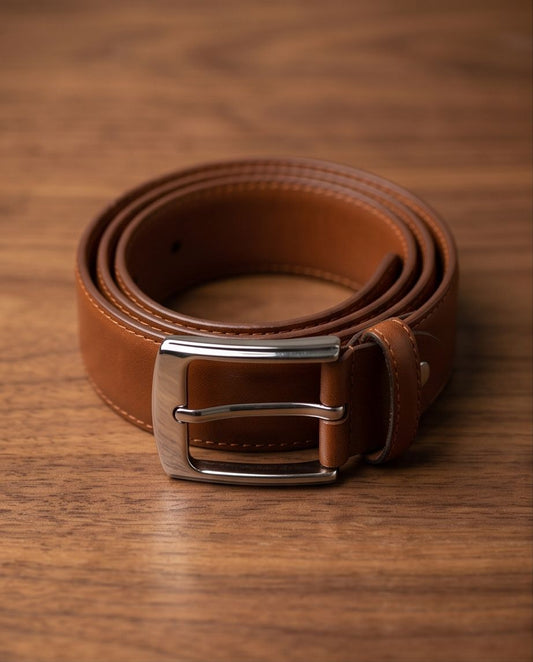 2H Havane Genuine Leather Formal Belt