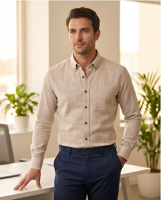 SALE! 2H Beige Squared Linen Shirt