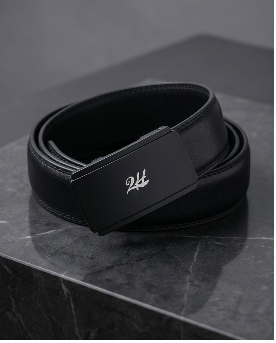 2H Automatic Sliding Buckle Leather Black