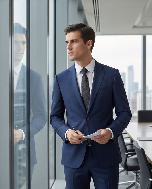 2H #002-1011-30 Navy Blue Formal suit