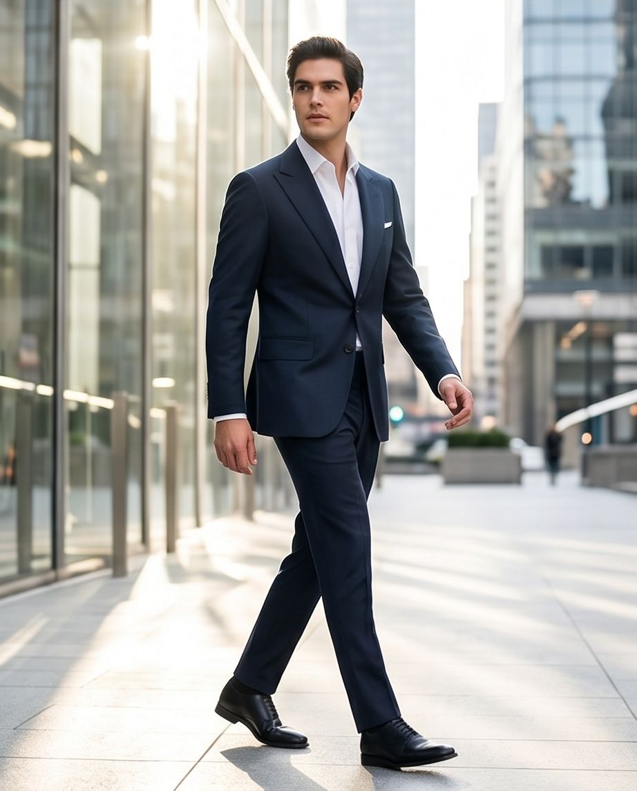 2H Navy Casual Plain Suit