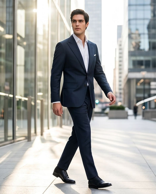 2H Navy Casual Plain Suit