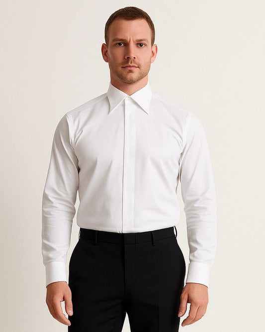 2H White Formal Straight Classic Shirt