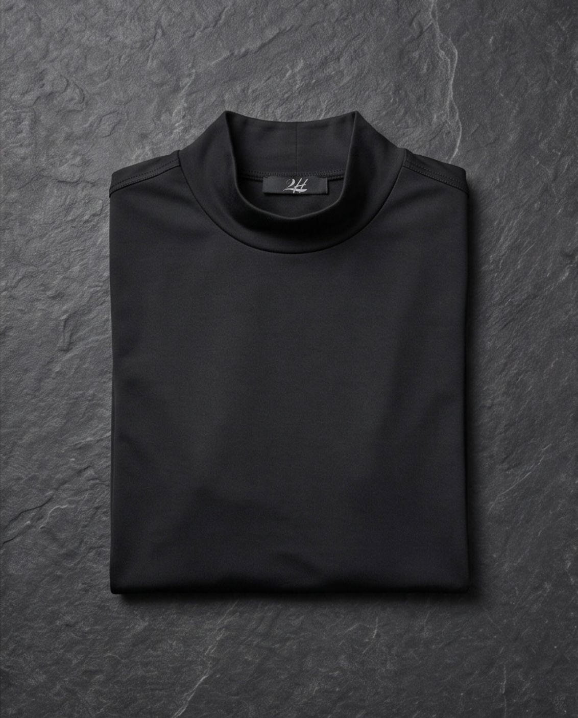 2H #12576 Black Mercerized Cotton High Neck T-Shirt