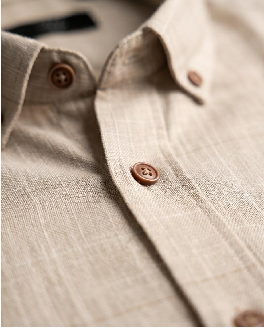 SALE! 2H Beige Squared Linen Shirt