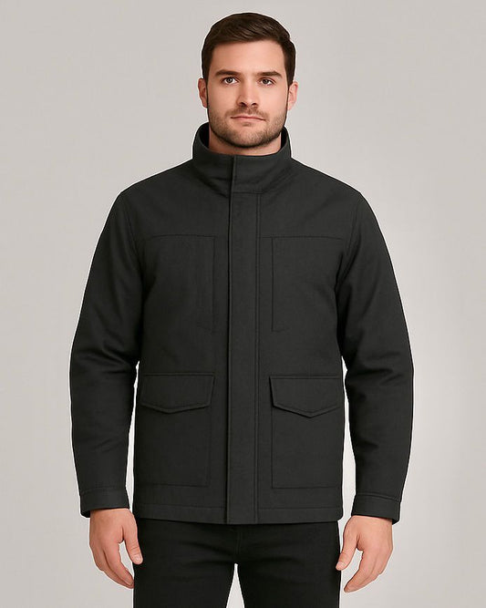 2H #88068 Black stand up collar casual jacket