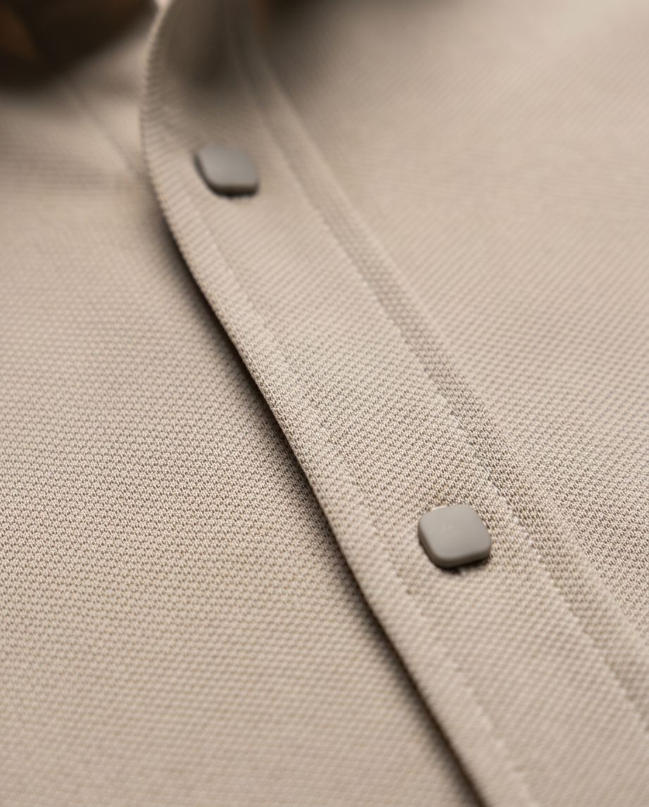 2H Snap Khaki Shirt Embossed Full Lycra Regular Fit