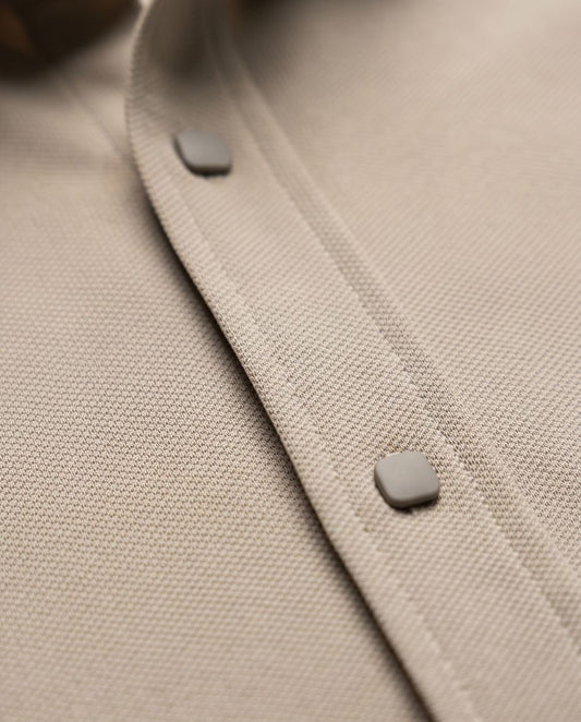 2H Snap Khaki Shirt Embossed Full Lycra Regular Fit