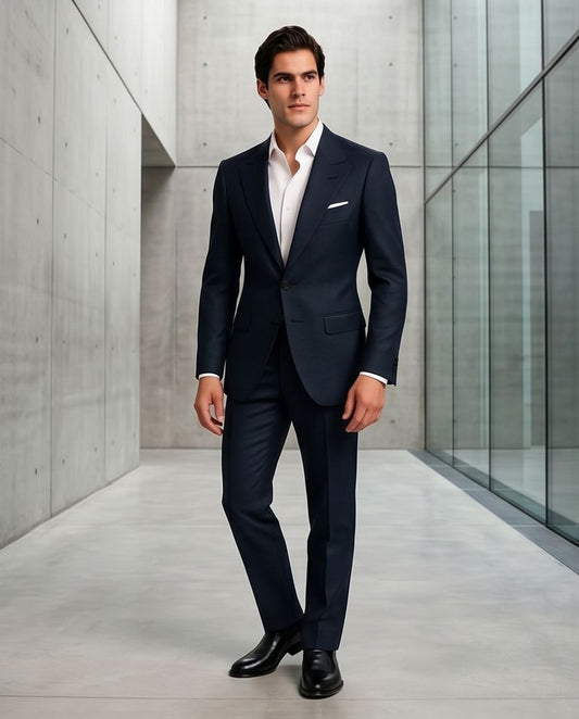 2H Navy Casual Plain Suit