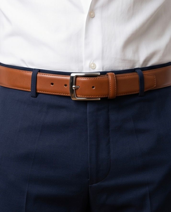 2H Havane Genuine Leather Formal Belt