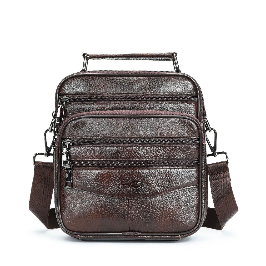 2H #6049 Genuine leather Brown Shoulder messenger bag