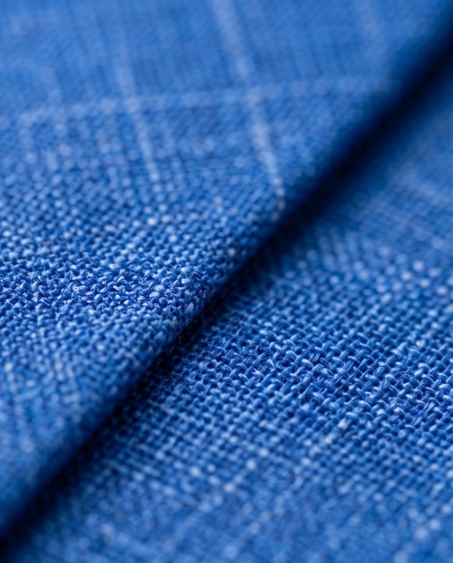 2H Look Linen Blue Necktie With Foulard