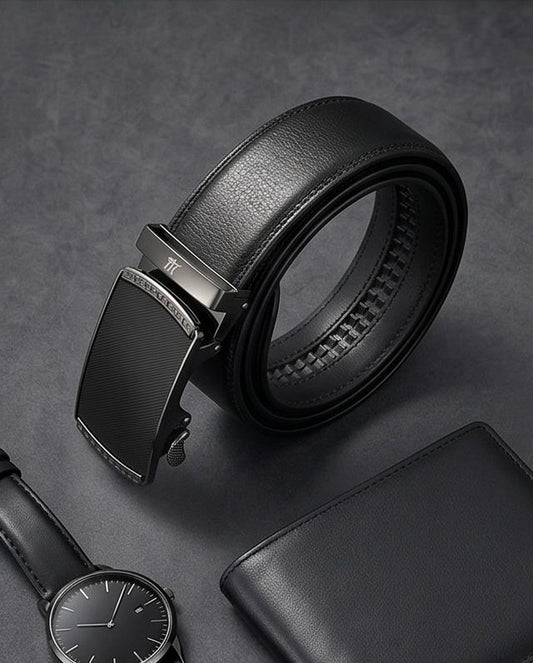 2H Automatic Sliding Buckle Leather Black