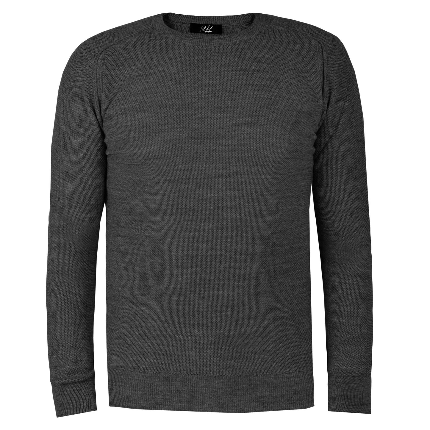 2H Dark Grey Knitted Round Neck Sweater