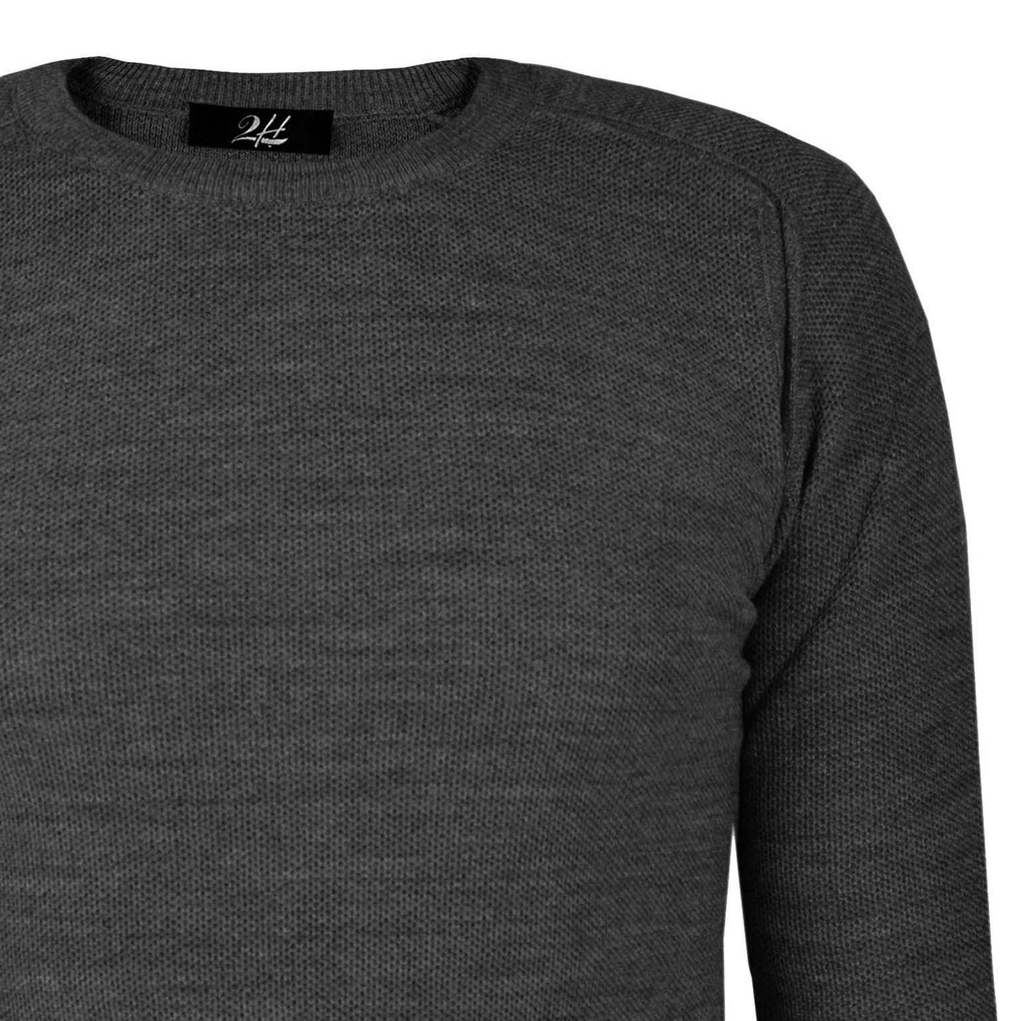 2H Dark Grey Knitted Round Neck Sweater