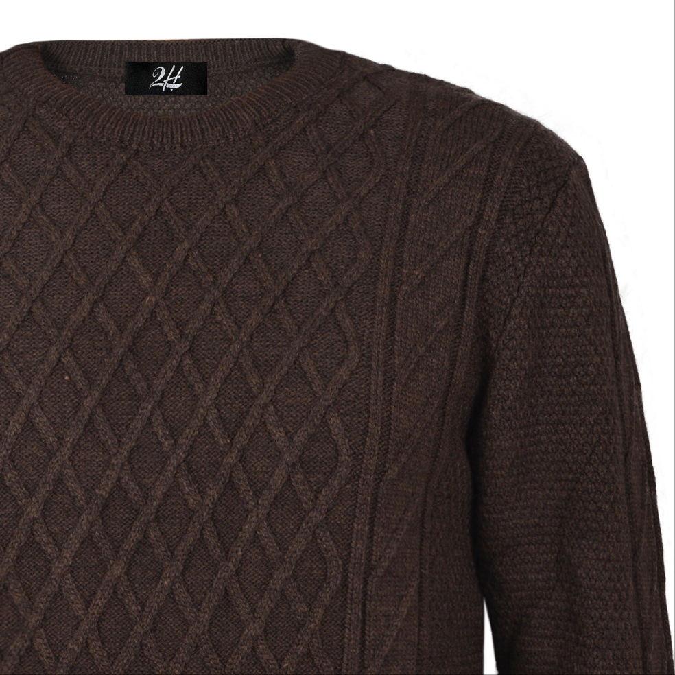 2H Brown Wool Round Neck Sweater
