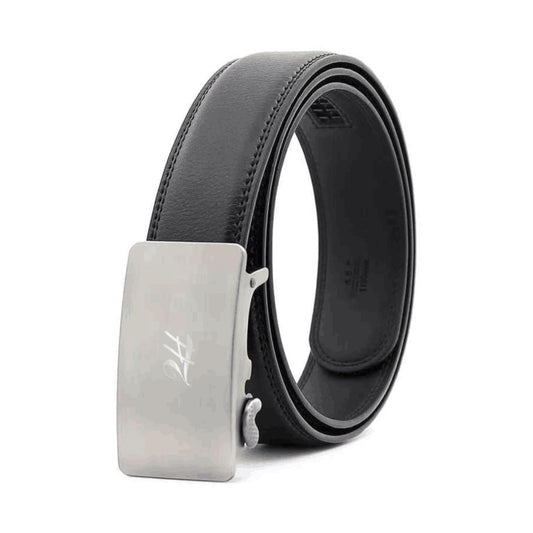2H Automatic Sliding Buckle Genuine Leather Black Belt For Men
