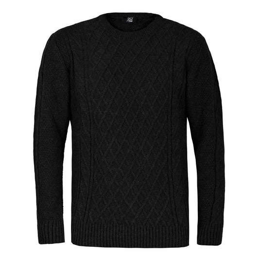 2H Black Wool Round Neck Sweater