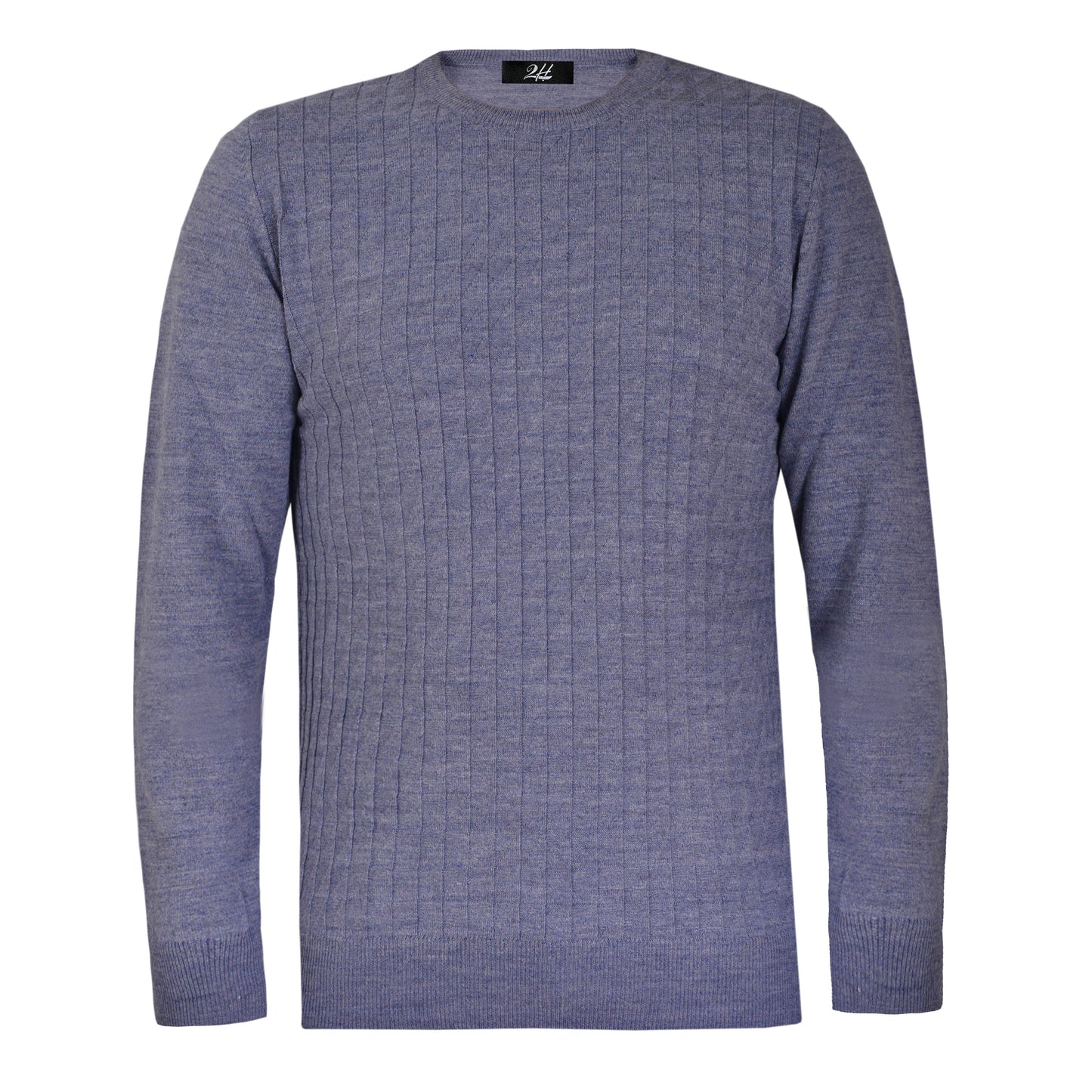 2H Blue Small Squareds  Knitted Round Neck Sweater