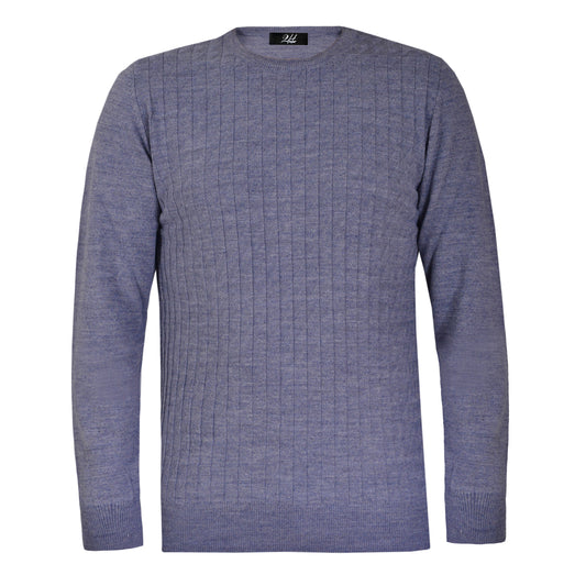 SALE! 2H Blue Small Squareds  Knitted Round Neck Sweater