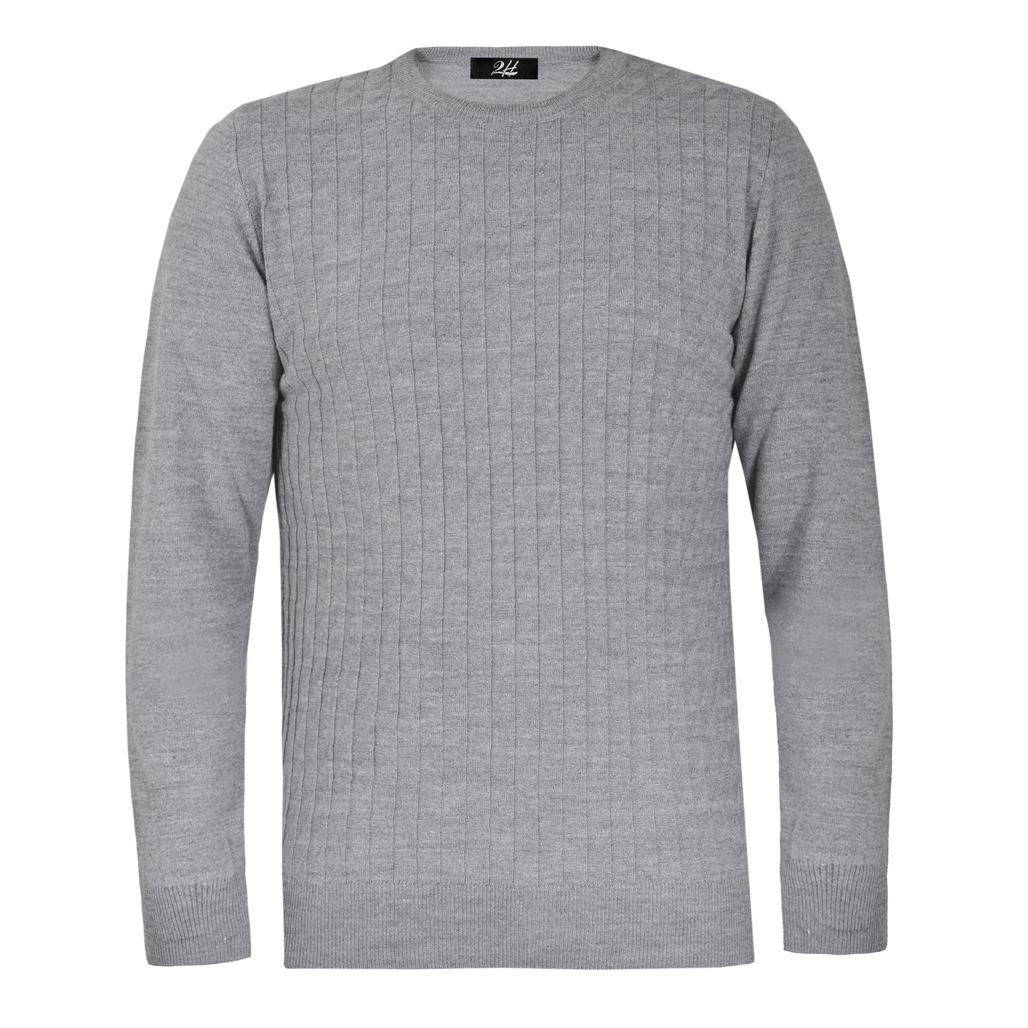 SALE! 2H Grey Small Squareds  Knitted Round Neck Sweater