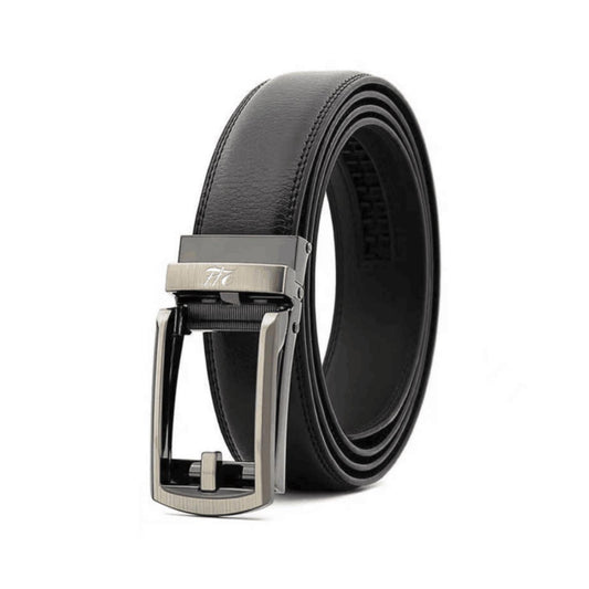 2H Automatic Sliding Buckle Genuine Leather Black Belt For Men