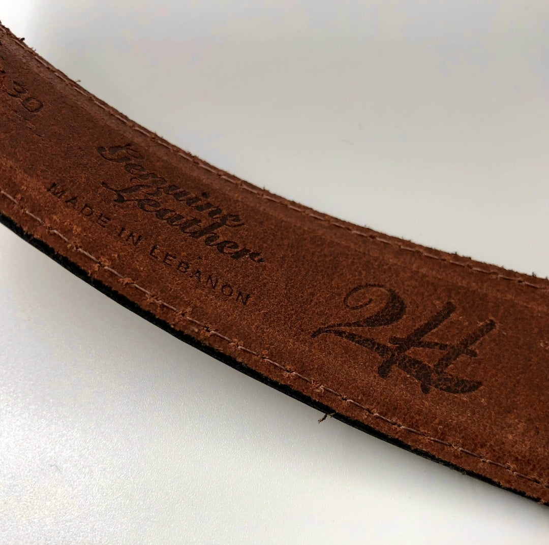 2H Brown Genuine Leather Casual Belt