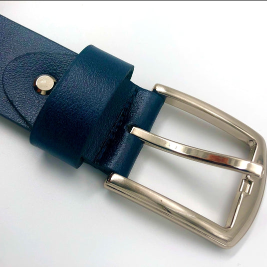 2H Navy Genuine Leather Casual Belt