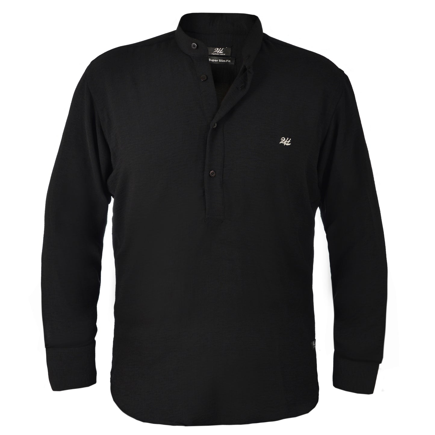 2H Black Linen Three-Button Shirt B