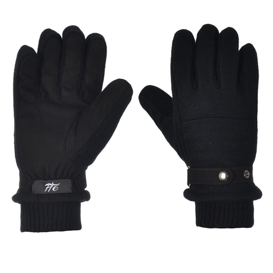 2H Black Knitted Gloves