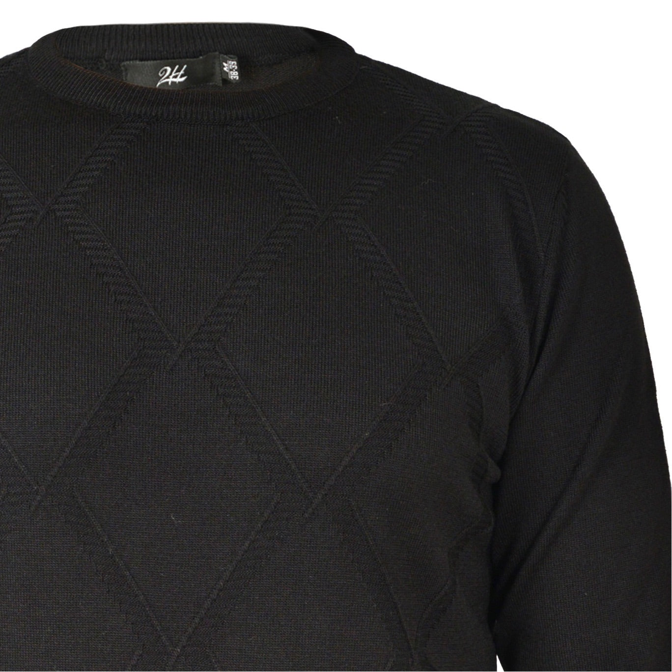 2H Black Lozenge Knitted Round Neck Sweater