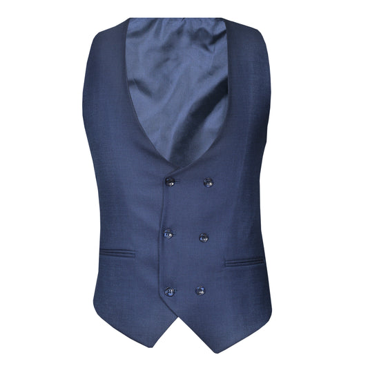 2H Navy Plaid Fabric Vest